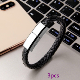 New Bracelet Charger USB Charging Cable Data Charging Cord For IPhone14 13 Max USB C Cable For Phone Micro Cable (Option: Black 3pcs-Android interface-22.5cm)