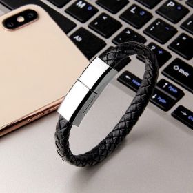 New Bracelet Charger USB Charging Cable Data Charging Cord For IPhone14 13 Max USB C Cable For Phone Micro Cable (Option: Black-Android interface-22.5cm)