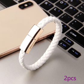 New Bracelet Charger USB Charging Cable Data Charging Cord For IPhone14 13 Max USB C Cable For Phone Micro Cable (Option: White 2pcs-Android interface-22.5cm)
