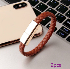 New Bracelet Charger USB Charging Cable Data Charging Cord For IPhone14 13 Max USB C Cable For Phone Micro Cable (Option: Brown 2pcs-Android interface-22.5cm)