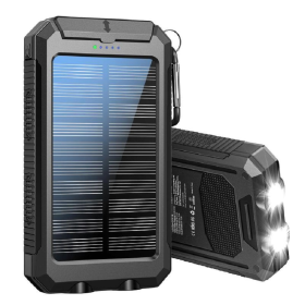 Solar Charger, 8000mAh Portable Solar Power For All Mobile Phones, Waterproof Battery Pack, Outdoor External Backup Power Charger Dual USB 5V Out (Color: Black)