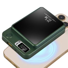 1Pc 2 In 1 Magnetic Wireless Power Bank 10000mAh PD20W Fast Charger MagSafe Wireless Power Bank Fit For IOS Phones IOS Phone 17 Series And More (Color: Green)