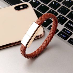 New Bracelet Charger USB Charging Cable Data Charging Cord For IPhone14 13 Max USB C Cable For Phone Micro Cable (Option: Brown-Android interface-22.5cm)