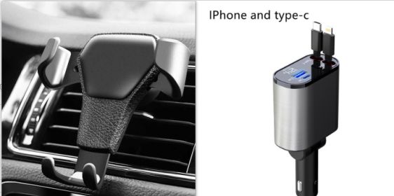 Metal Car Charger 100W Super Fast Charging Car Cigarette Lighter USB And TYPE-C Adapter (Option: Black1-100W)